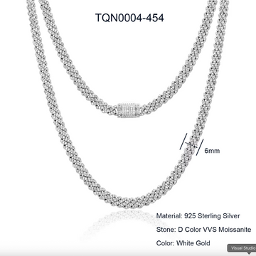 Moissanite Cuban Link Chain – 6mm to 20mm | White Gold